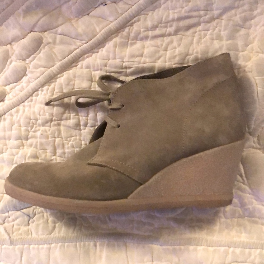 J. Crew sueded leather desert boots with 2.5” wedge heel